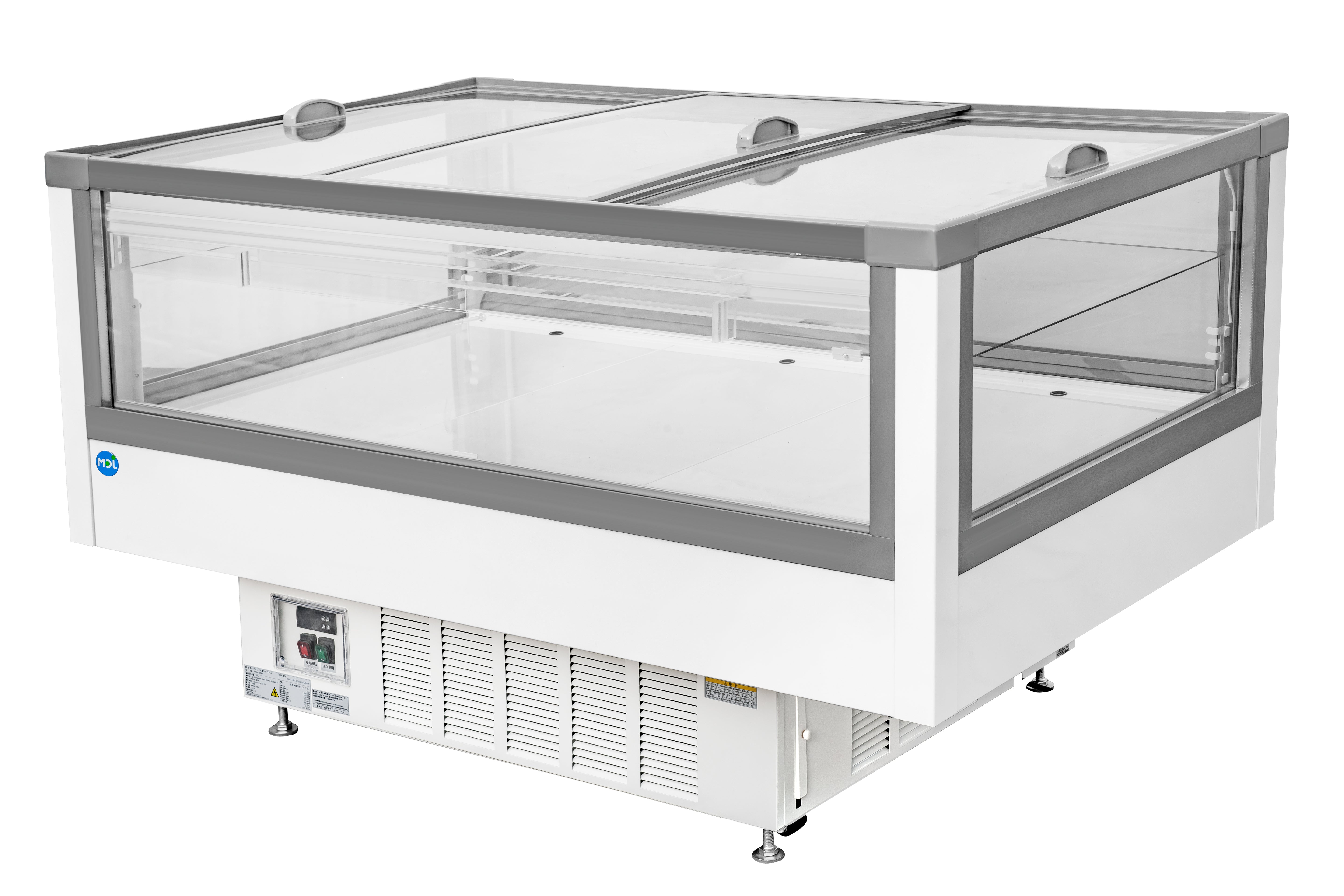 【ノンフロン助成金対象】JCMS-207AD -5℃~20℃(スライド扉使用時) アイランド平型冷蔵ショーケースガラススライド扉付/幅1500×奥行951×高さ850mm