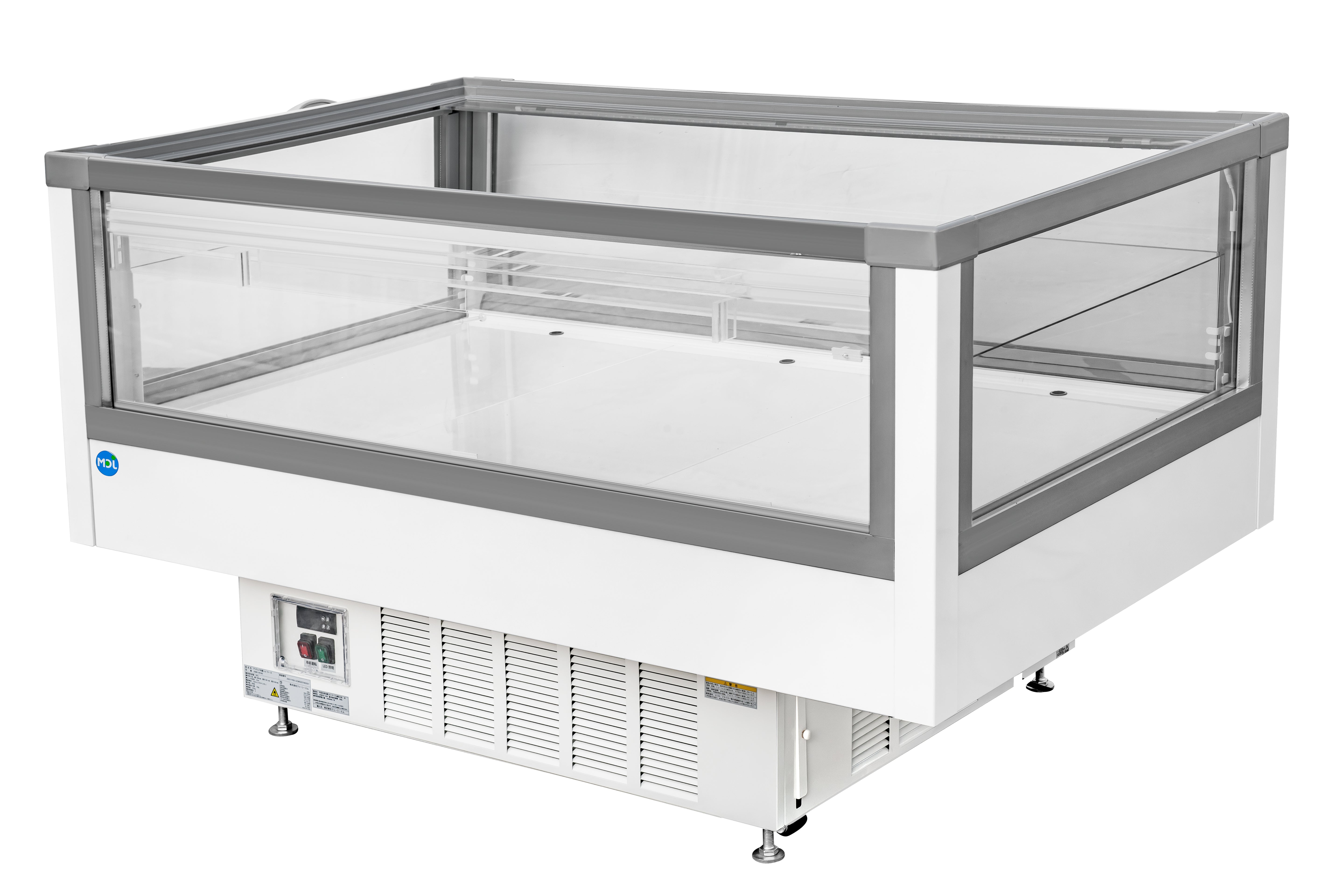 【ノンフロン助成金対象】JCMS-207AD -5℃~20℃(スライド扉使用時) アイランド平型冷蔵ショーケースガラススライド扉付/幅1500×奥行951×高さ850mm