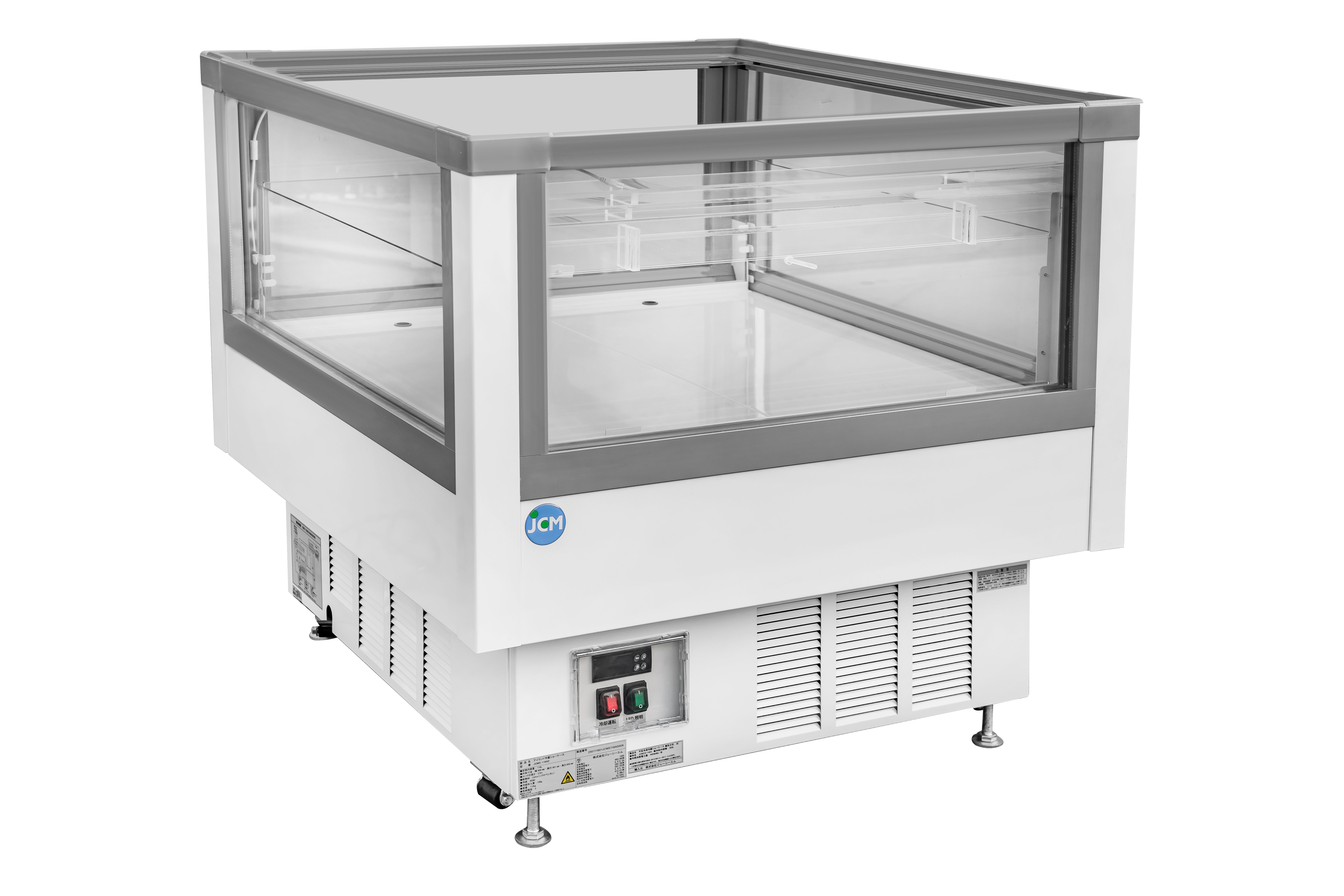 【ノンフロン助成金対象】JCMS-116AD -5℃~20℃(スライド扉使用時) アイランド平型冷蔵ショーケースガラススライド扉付/幅900×奥行951×高さ850mm