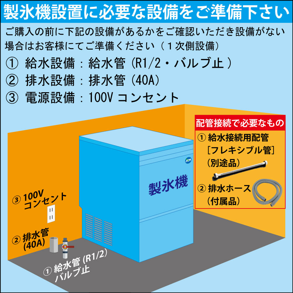 JCMI-25 全自動製氷機(キューブアイス)／幅395×奥行450×高さ